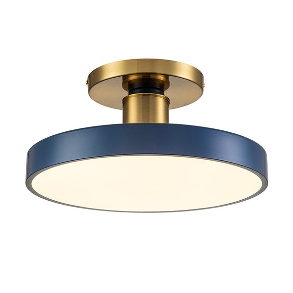 Thehouselights-Blue LED Acrylic Drum Semi Flush Mount Ceiling Light-Ceiling Light--