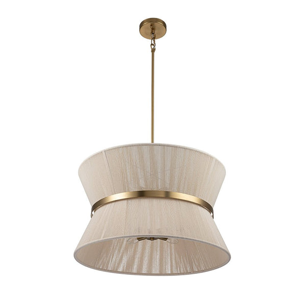 Thehouselights-Boho Woven Rope Fabric Hourglass Chandelier Tapered Drum Pendant Light-Pendant-8-Light-