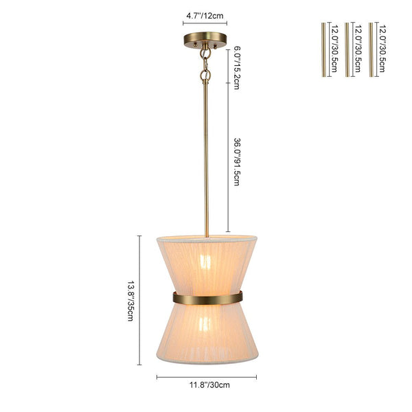 Thehouselights-Boho Woven Rope Fabric Hourglass Chandelier Tapered Drum Pendant Light-Pendant-8-Light-