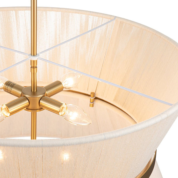 Thehouselights-Boho Woven Rope Fabric Hourglass Chandelier Tapered Drum Pendant Light-Pendant-8-Light-