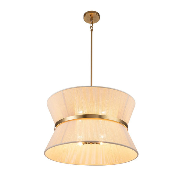 Thehouselights-Boho Woven Rope Fabric Hourglass Chandelier Tapered Drum Pendant Light-Pendant-8-Light-