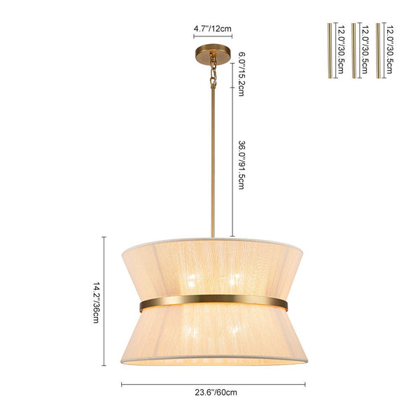 Thehouselights-Boho Woven Rope Fabric Hourglass Chandelier Tapered Drum Pendant Light-Pendant-8-Light-