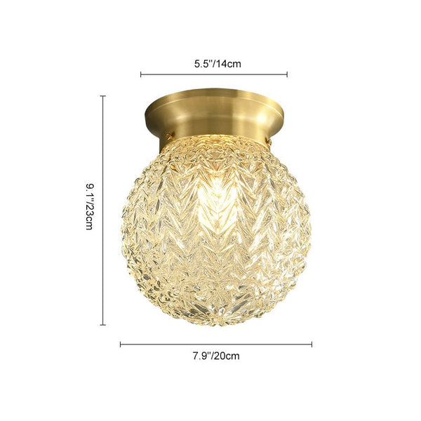 Thehouselights-Brass Glass Semi Flush Mount Ceiling Light-Ceiling Light--