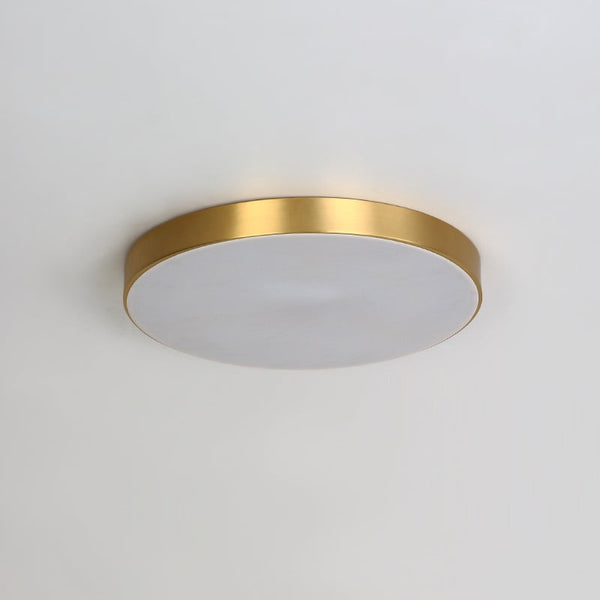 Thehouselights-Brass Round Shade LED Flush Mount-Ceiling Light--