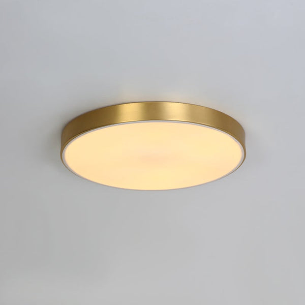 Thehouselights-Brass Round Shade LED Flush Mount-Ceiling Light--
