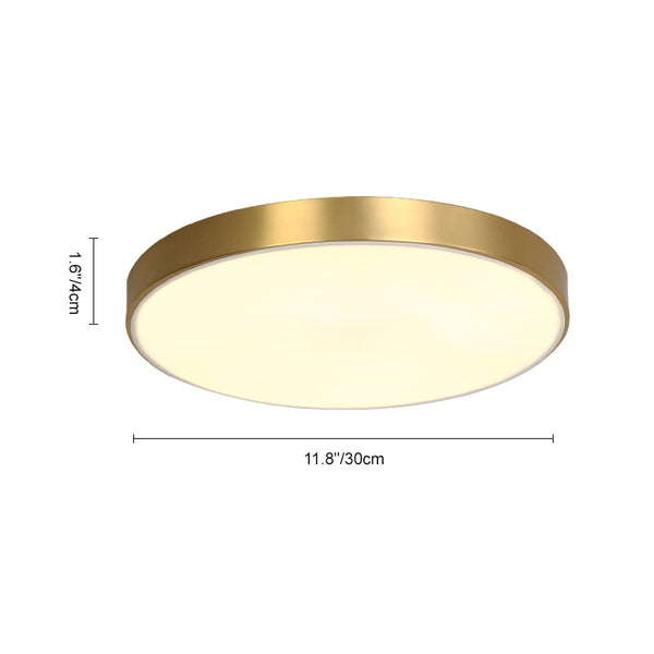 Thehouselights-Brass Round Shade LED Flush Mount-Ceiling Light--