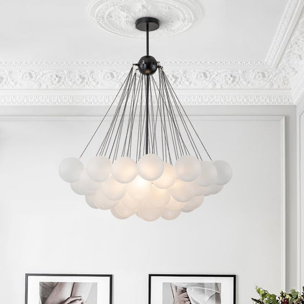Thehouselights-Bubble Cluster Glass Chandelier Light-Chandelier-37 Bubbles-Black