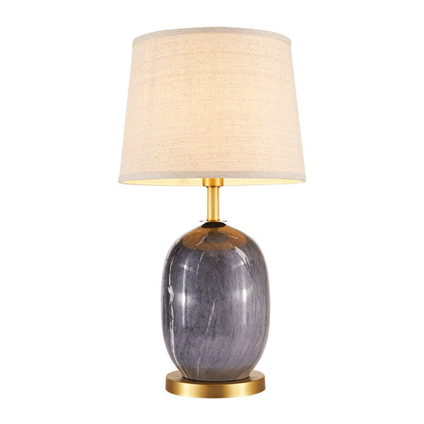 Thehouselights-Ceramic Table Lamp with Fabric Drum Shade-Table Lamp--