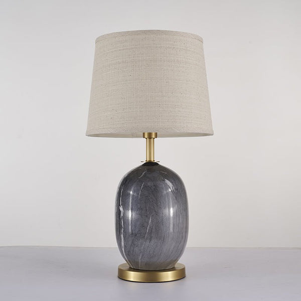 Thehouselights-Ceramic Table Lamp with Fabric Drum Shade-Table Lamp--