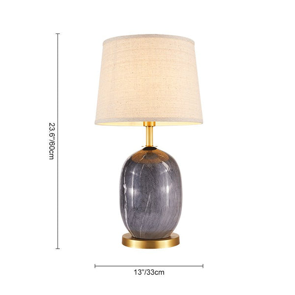 Thehouselights-Ceramic Table Lamp with Fabric Drum Shade-Table Lamp--