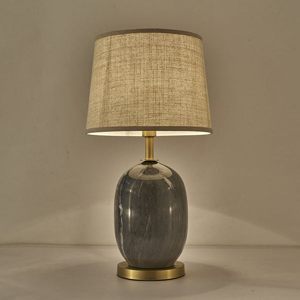 Thehouselights-Ceramic Table Lamp with Fabric Drum Shade-Table Lamp--