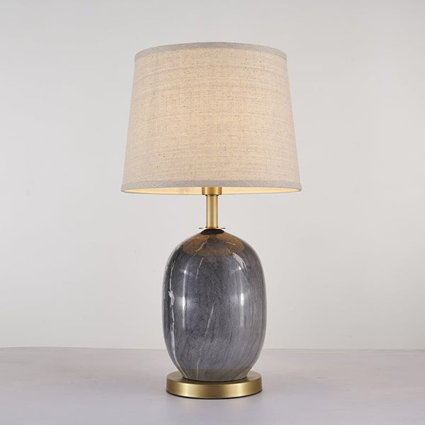 Thehouselights-Ceramic Table Lamp with Fabric Drum Shade-Table Lamp--