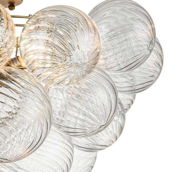 Thehouselights-Cluster Glass Bubble Semi Flush Chandelier-Ceiling Light-Brass-