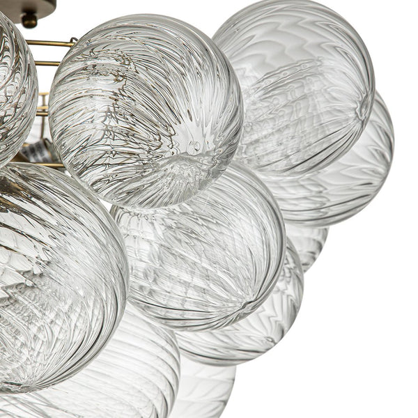 Thehouselights-Cluster Glass Bubble Semi Flush Chandelier-Ceiling Light-Brass-