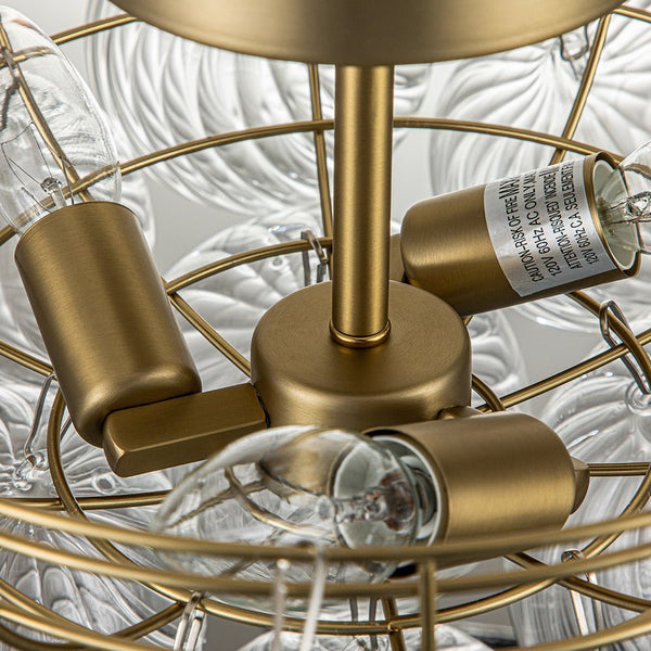 Thehouselights-Cluster Glass Bubble Semi Flush Chandelier-Ceiling Light-Brass-