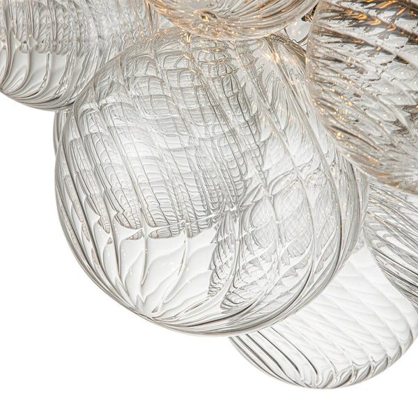 Thehouselights-Cluster Glass Bubble Semi Flush Chandelier-Ceiling Light-Brass-