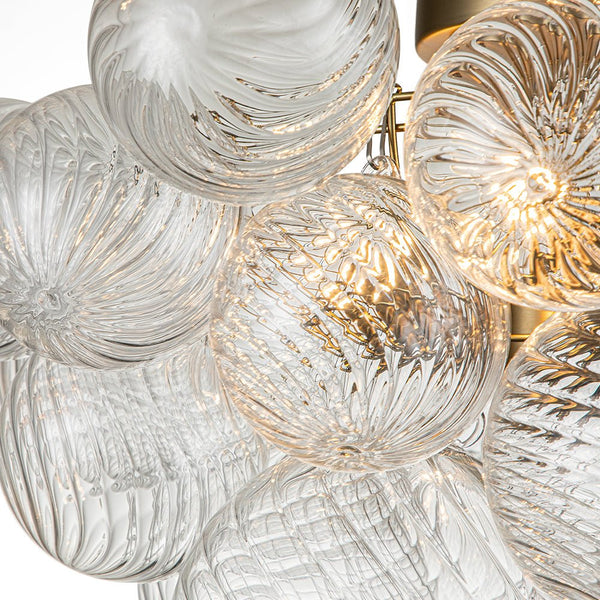 Thehouselights-Cluster Glass Bubble Semi Flush Chandelier-Ceiling Light-Brass-