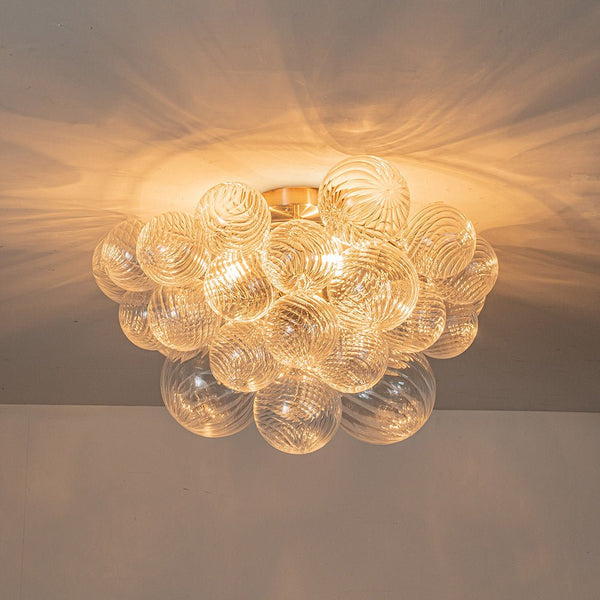 Thehouselights-Cluster Glass Bubble Semi Flush Chandelier-Ceiling Light-Nickel-