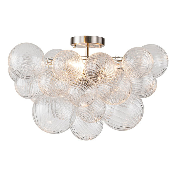 Thehouselights-Cluster Glass Bubble Semi Flush Chandelier-Ceiling Light-Nickel-