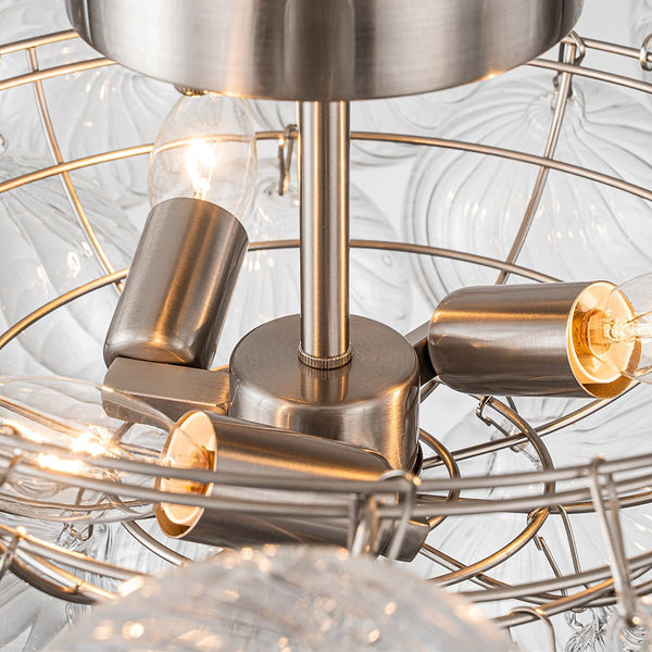 Thehouselights-Cluster Glass Bubble Semi Flush Chandelier-Ceiling Light-Nickel-