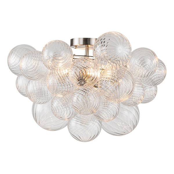 Thehouselights-Cluster Glass Bubble Semi Flush Chandelier-Ceiling Light-Nickel-