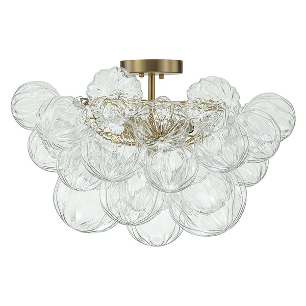 Thehouselights-Cluster Petal Glass Bubble Semi Flush Chandelier-Ceiling Light-Brass-