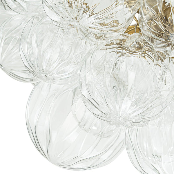 Thehouselights-Cluster Petal Glass Bubble Semi Flush Chandelier-Ceiling Light-Brass-