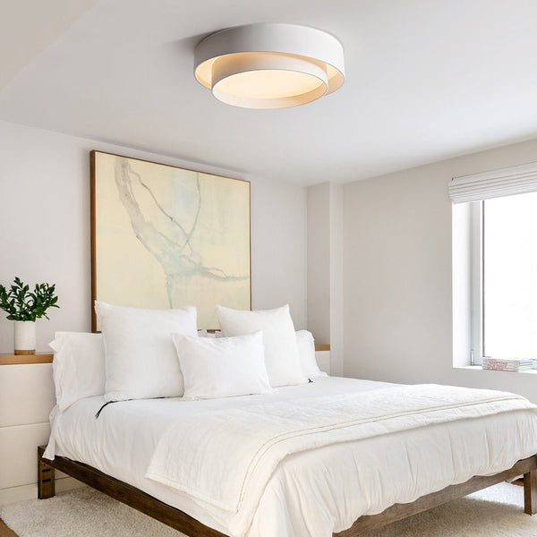 Thehouselights-Concentric Rings Round Flush Mount Ceiling Light-Ceiling Light-Cool White-Black
