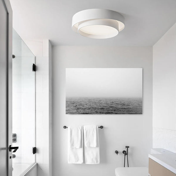 Thehouselights-Concentric Rings Round Flush Mount Ceiling Light-Ceiling Light-Cool White-White