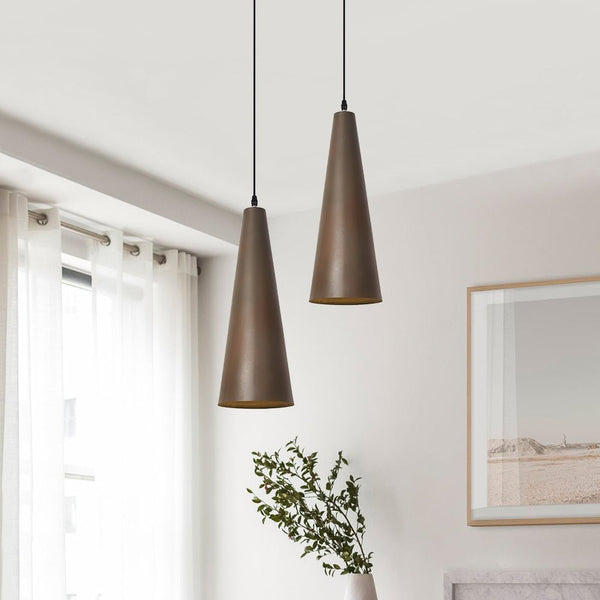 Thehouselights-Conical Steel Pendant Lighting-Pendant-Brown-