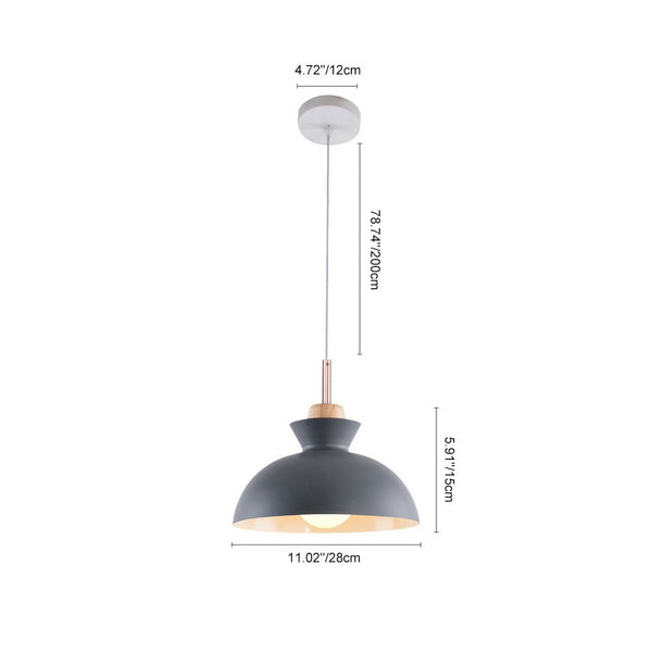 Thehouselights-Craftsman Style 1-Light Single Dome Pendant Light-Pendant-White-