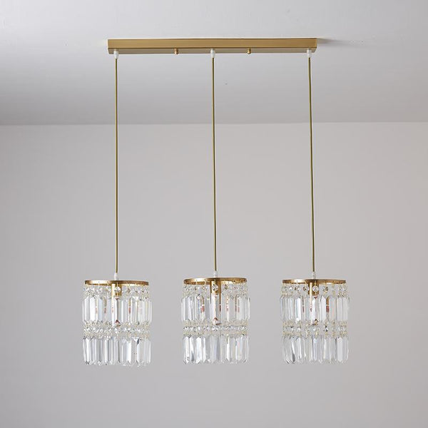 Thehouselights-Crystal Cylinder Shade 3-Light Pendant Light-Pendant--