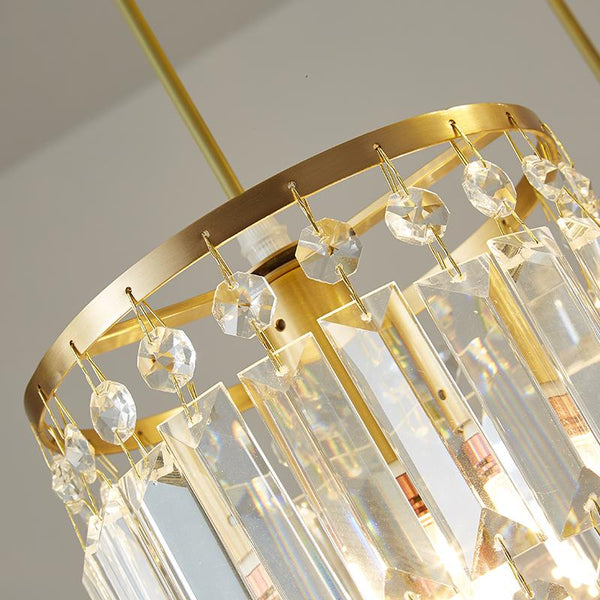 Thehouselights-Crystal Cylinder Shade 3-Light Pendant Light-Pendant--
