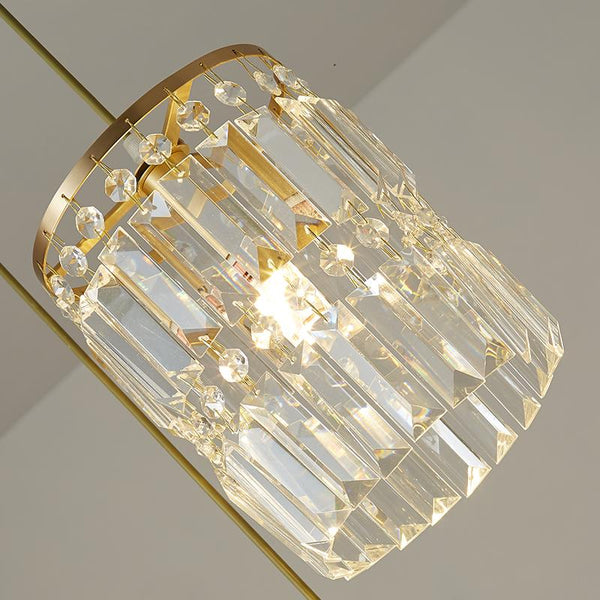 Thehouselights-Crystal Cylinder Shade 3-Light Pendant Light-Pendant--
