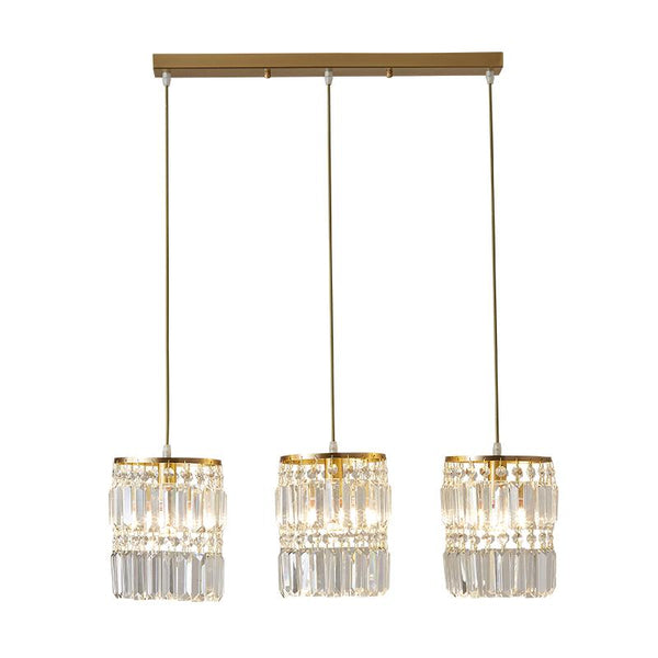 Thehouselights-Crystal Cylinder Shade 3-Light Pendant Light-Pendant--