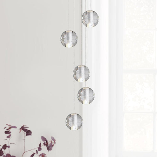 Thehouselights-Crystal Globe Cluster Pendant Light-Pendant-1Lt-