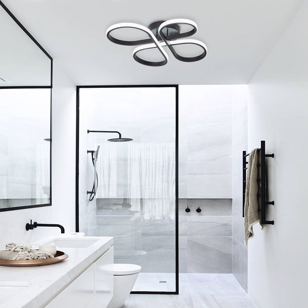 Thehouselights-Dimmable Butterfly Swirl LED Semi Flush Mount in Black/ White-Ceiling Light-Black-