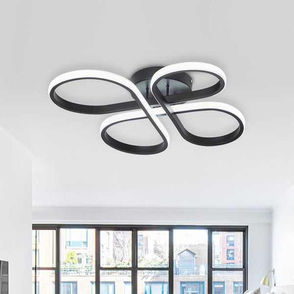 Thehouselights-Dimmable Butterfly Swirl LED Semi Flush Mount in Black/ White-Ceiling Light-Black-