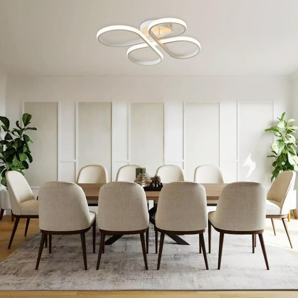 Thehouselights-Dimmable Butterfly Swirl LED Semi Flush Mount in Black/ White-Ceiling Light-White-
