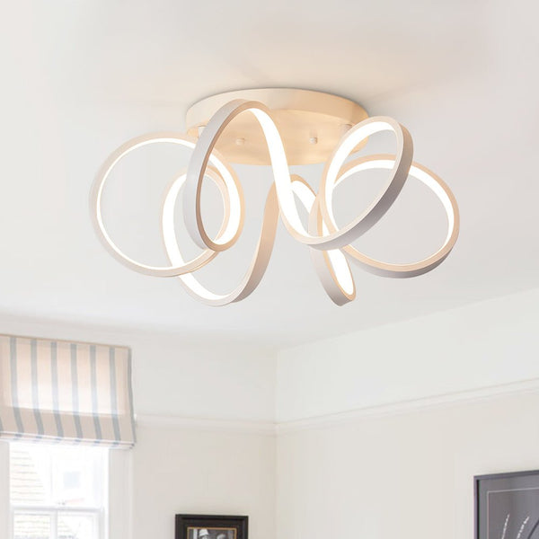 Thehouselights-Dimmable LED Flower Design Flush Mount in Solid Gold /White-Ceiling Light-White-