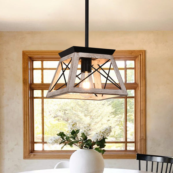 Thehouselights-Farmhouse Rustic 1-Light Single Mini Pendant Light-Pendant-White-