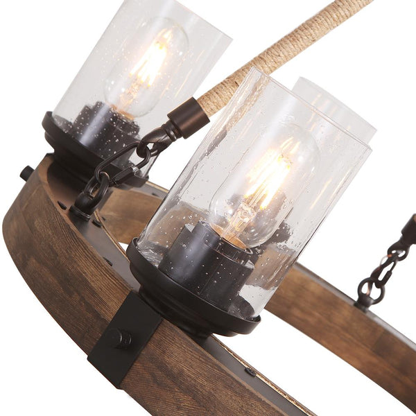 Thehouselights-Farmhouse Wagon Wheel Chandelier-Chandelier--