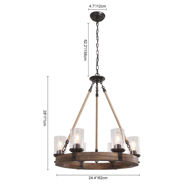 Thehouselights-Farmhouse Wagon Wheel Chandelier-Chandelier--