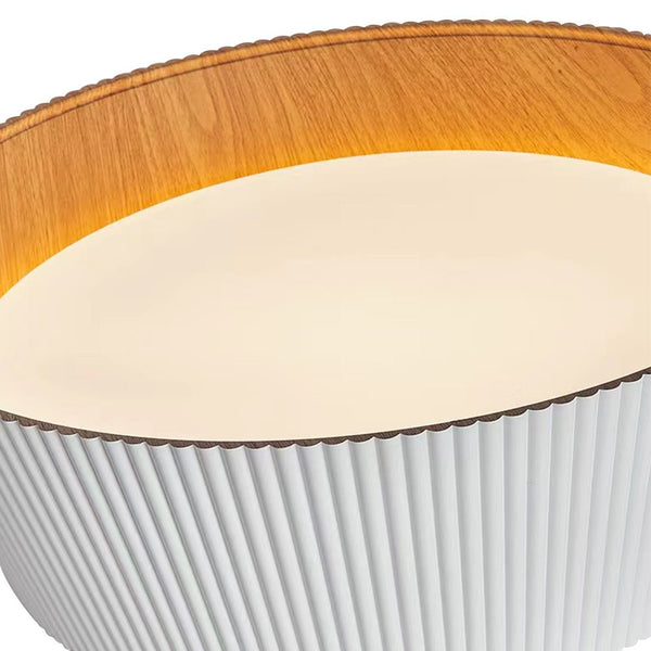Thehouselights-Fluted Ribbed Wood Grain LED Flush Mount Ceiling Light-Ceiling Light-Cool White-White