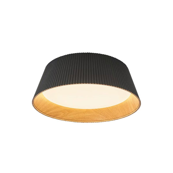 Thehouselights-Fluted Ribbed Wood Grain LED Flush Mount Ceiling Light-Ceiling Light-Warm White-Black