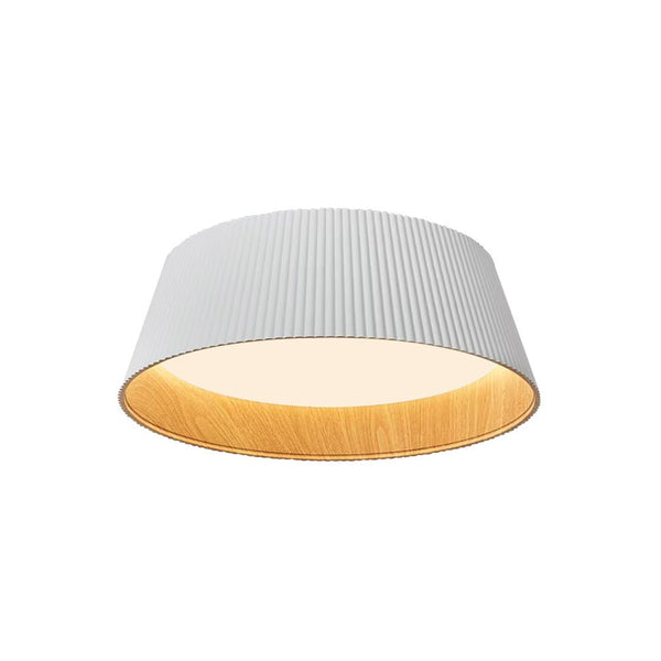 Thehouselights-Fluted Ribbed Wood Grain LED Flush Mount Ceiling Light-Ceiling Light-Warm White-Black