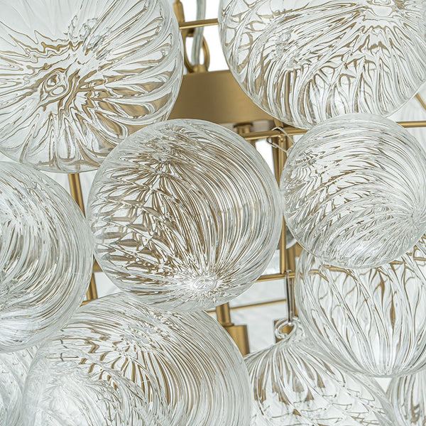 Thehouselights-Glam Cluster Grape Ribbed Glass Bubble Chandelier-Chandelier-Brass-