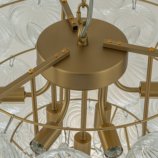Thehouselights-Glam Cluster Grape Ribbed Glass Bubble Chandelier-Chandelier-Brass-