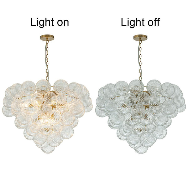 Thehouselights-Glam Cluster Grape Ribbed Glass Bubble Chandelier-Chandelier-Brass-