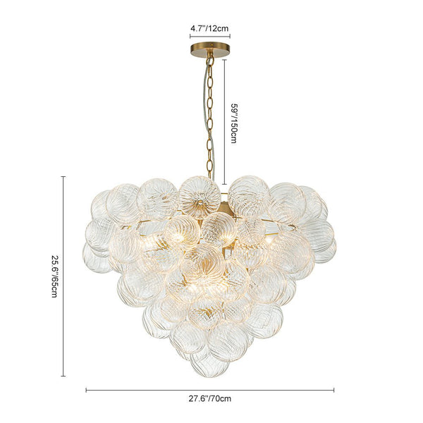 Thehouselights-Glam Cluster Grape Ribbed Glass Bubble Chandelier-Chandelier-Brass-
